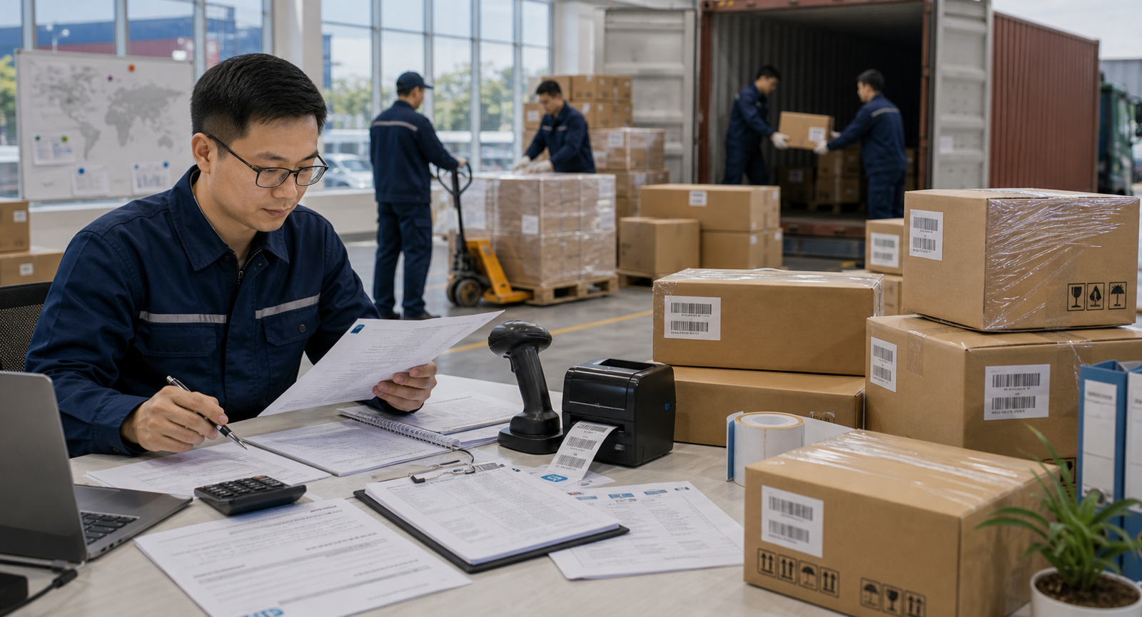 Export support for packing, documents, and delivery coordination