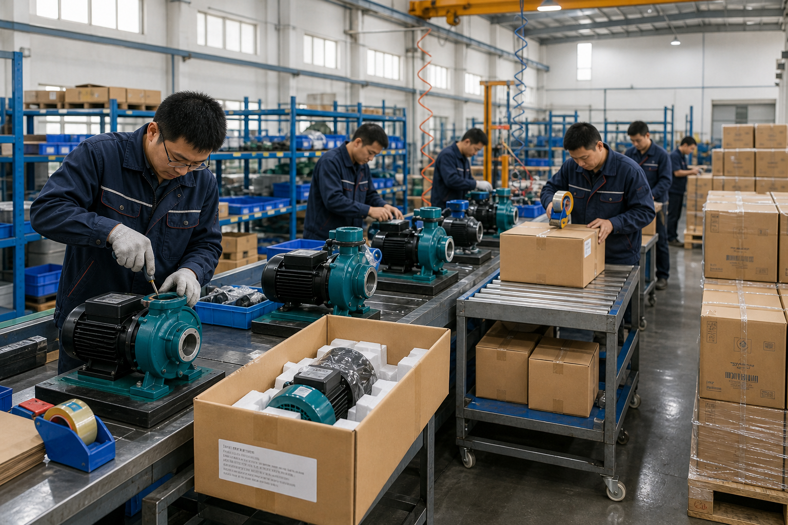 Water pump production and packing line