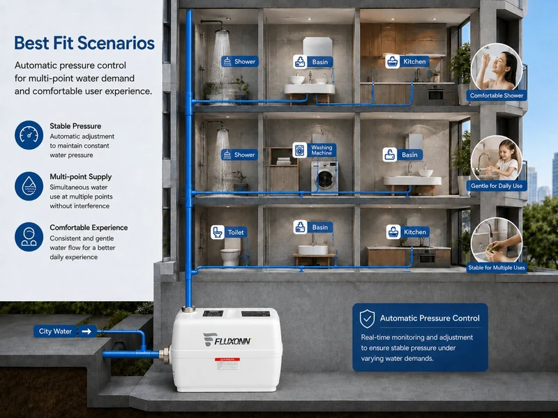 Best fit scenarios for smart booster pump multi-point water supply system